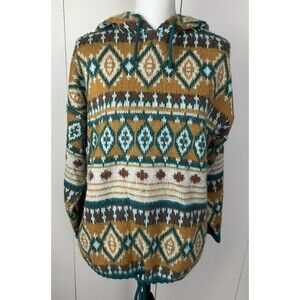 Chateau Pullover Sweater Hoodie Vintage Southwestern Aztec Oversized Size S